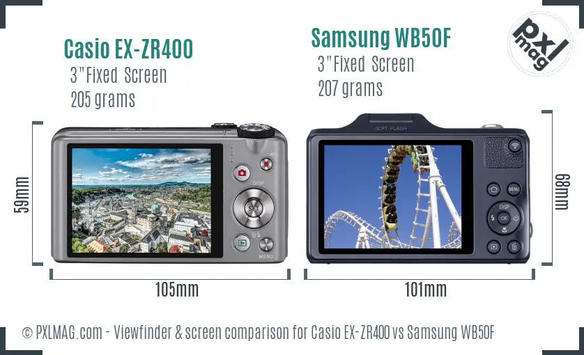 Casio EX-ZR400 vs Samsung WB50F Screen and Viewfinder comparison