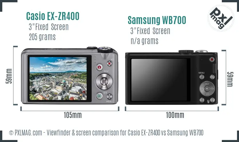 Casio EX-ZR400 vs Samsung WB700 Screen and Viewfinder comparison