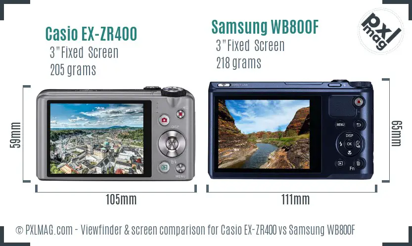 Casio EX-ZR400 vs Samsung WB800F Screen and Viewfinder comparison