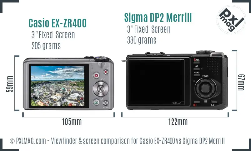Casio EX-ZR400 vs Sigma DP2 Merrill Screen and Viewfinder comparison Casio EX-ZR400 vs Sigma DP2 Merrill Screen and Viewfinder comparison