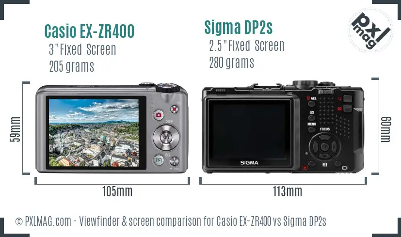 Casio EX-ZR400 vs Sigma DP2s Screen and Viewfinder comparison Casio EX-ZR400 vs Sigma DP2s Screen and Viewfinder comparison