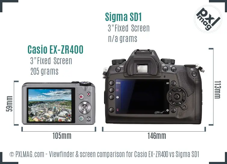 Casio EX-ZR400 vs Sigma SD1 Screen and Viewfinder comparison