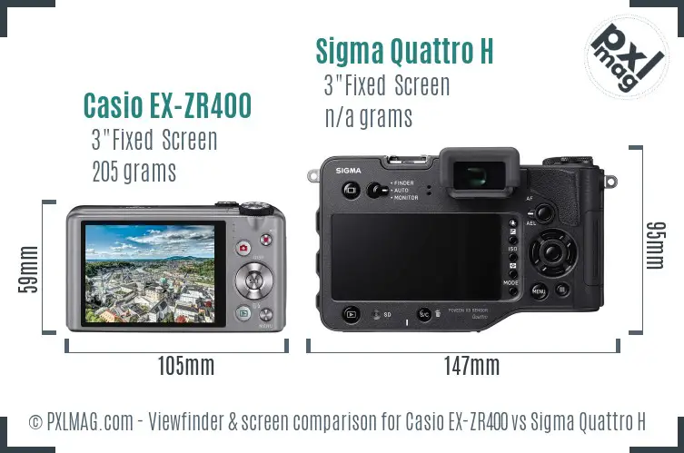 Casio EX-ZR400 vs Sigma Quattro H Screen and Viewfinder comparison