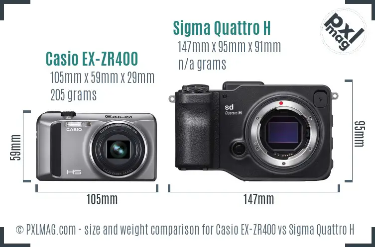 Casio EX-ZR400 vs Sigma Quattro H size comparison Casio EX-ZR400 vs Sigma Quattro H size comparison