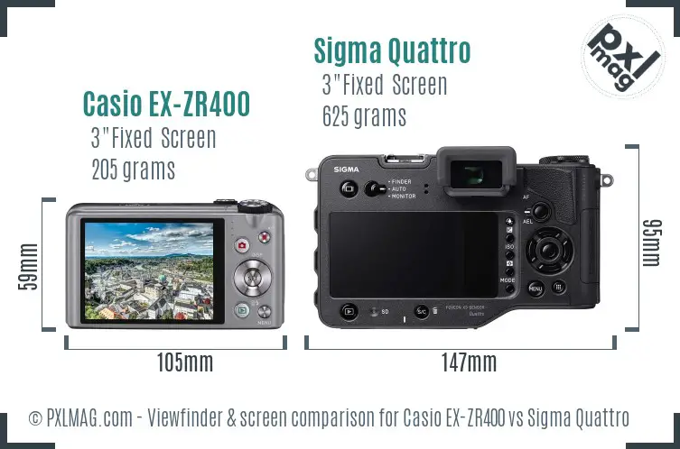 Casio EX-ZR400 vs Sigma Quattro Screen and Viewfinder comparison