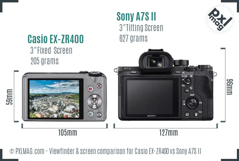 Casio EX-ZR400 vs Sony A7S II Screen and Viewfinder comparison