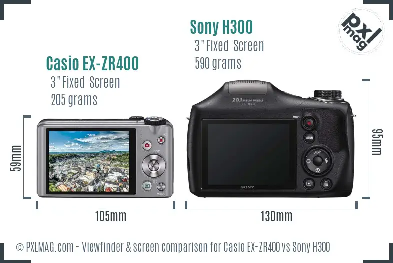 Casio EX-ZR400 vs Sony H300 Screen and Viewfinder comparison