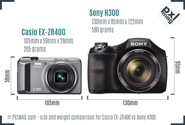 Casio EX-ZR400 vs Sony H300 size comparison