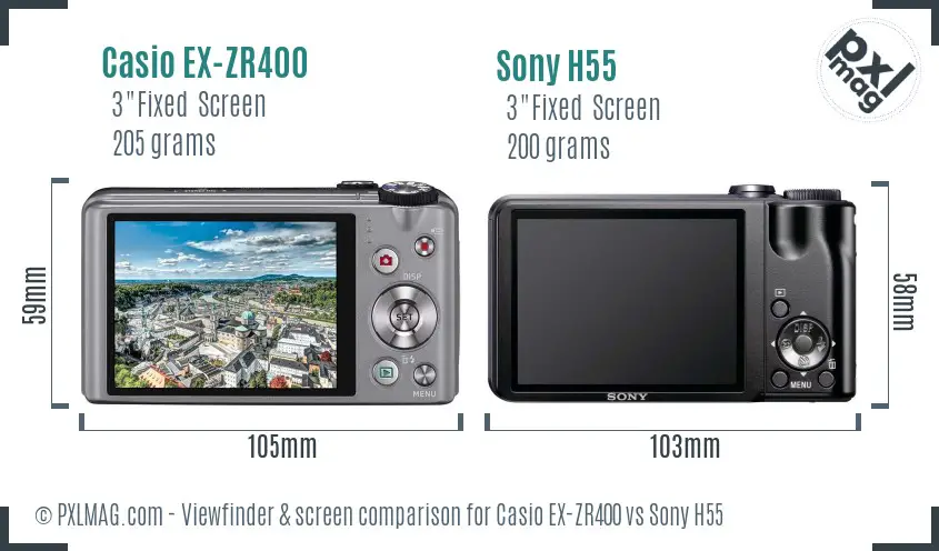 Casio EX-ZR400 vs Sony H55 Screen and Viewfinder comparison