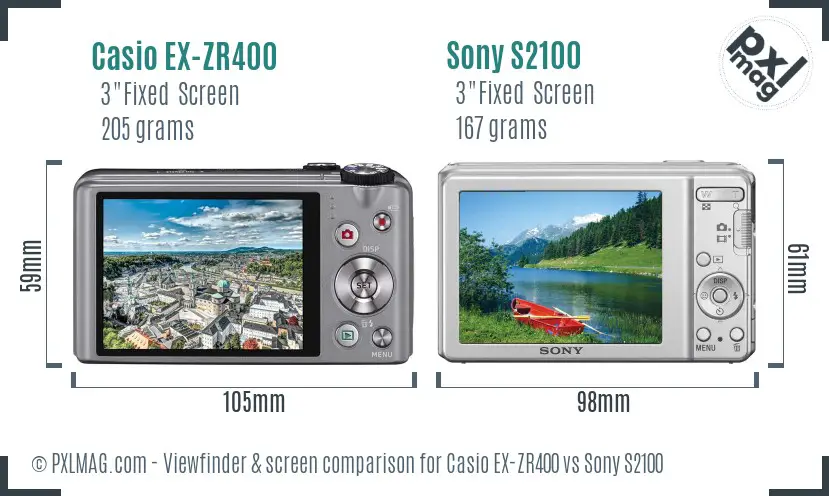 Casio EX-ZR400 vs Sony S2100 Screen and Viewfinder comparison Casio EX-ZR400 vs Sony S2100 Screen and Viewfinder comparison