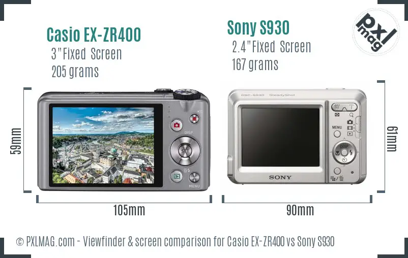 Casio EX-ZR400 vs Sony S930 Screen and Viewfinder comparison Casio EX-ZR400 vs Sony S930 Screen and Viewfinder comparison