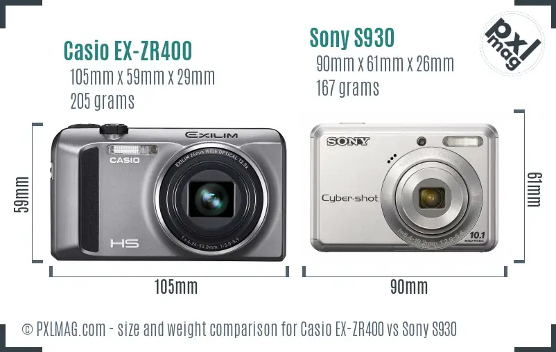 Casio EX-ZR400 vs Sony S930 size comparison Casio EX-ZR400 vs Sony S930 size comparison