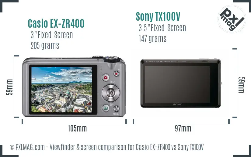 Casio EX-ZR400 vs Sony TX100V Screen and Viewfinder comparison Casio EX-ZR400 vs Sony TX100V Screen and Viewfinder comparison