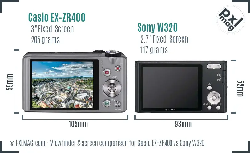 Casio EX-ZR400 vs Sony W320 Screen and Viewfinder comparison Casio EX-ZR400 vs Sony W320 Screen and Viewfinder comparison