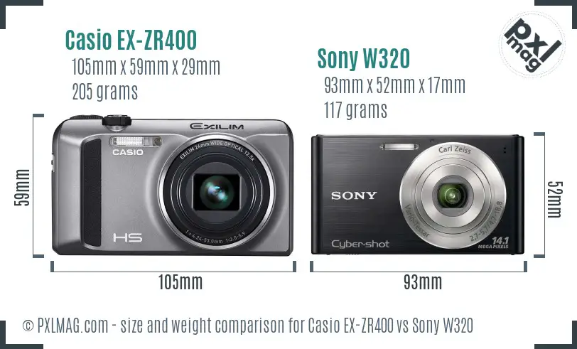 Casio EX-ZR400 vs Sony W320 size comparison Casio EX-ZR400 vs Sony W320 size comparison