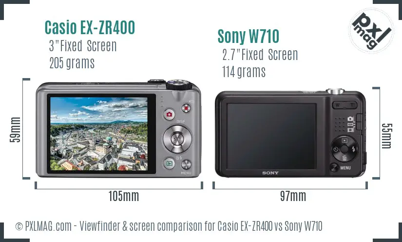 Casio EX-ZR400 vs Sony W710 Screen and Viewfinder comparison