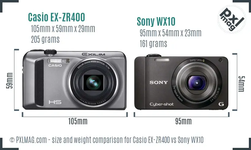 Casio EX-ZR400 vs Sony WX10 size comparison Casio EX-ZR400 vs Sony WX10 size comparison