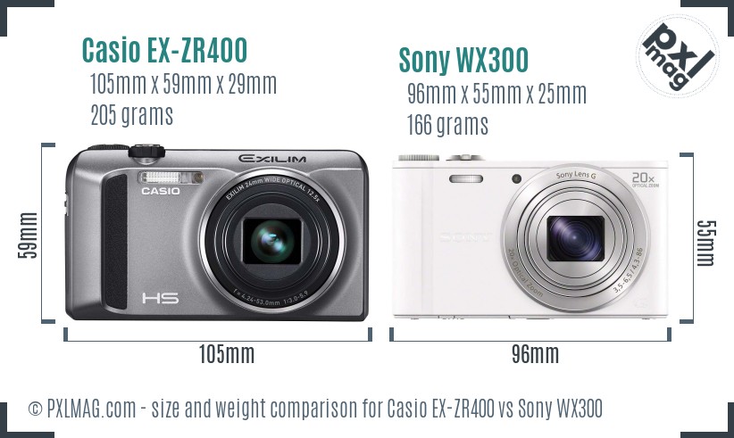 Casio EX-ZR400 vs Sony WX300 size comparison Casio EX-ZR400 vs Sony WX300 size comparison