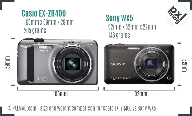 Casio EX-ZR400 vs Sony WX5 size comparison Casio EX-ZR400 vs Sony WX5 size comparison