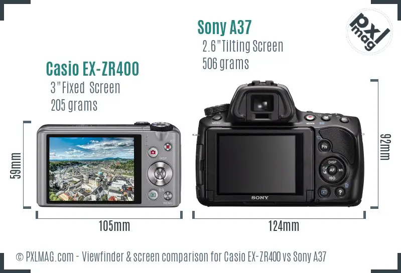 Casio EX-ZR400 vs Sony A37 Screen and Viewfinder comparison Casio EX-ZR400 vs Sony A37 Screen and Viewfinder comparison