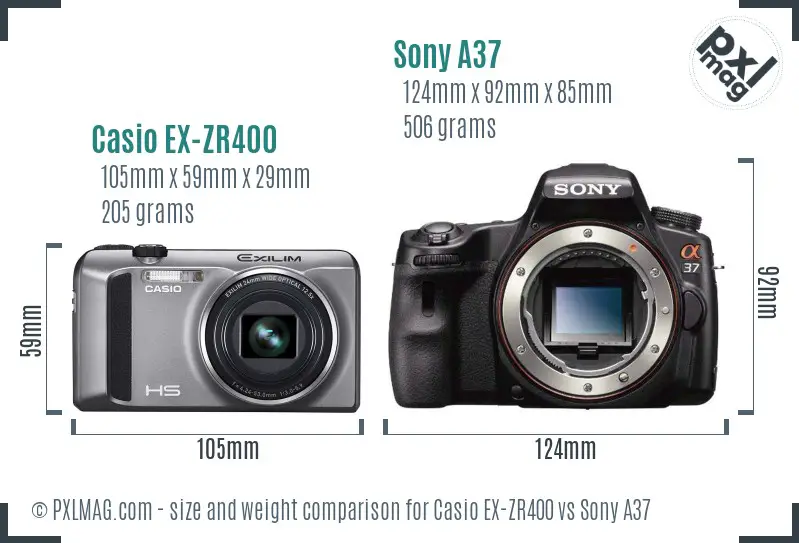 Casio EX-ZR400 vs Sony A37 size comparison Casio EX-ZR400 vs Sony A37 size comparison