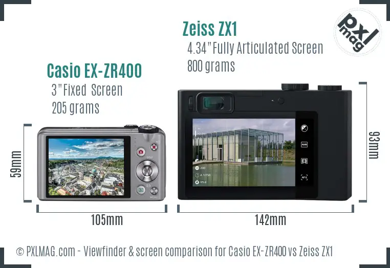 Casio EX-ZR400 vs Zeiss ZX1 Screen and Viewfinder comparison