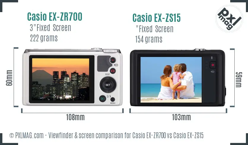 Casio EX-ZR700 vs Casio EX-ZS15 Screen and Viewfinder comparison Casio EX-ZR700 vs Casio EX-ZS15 Screen and Viewfinder comparison
