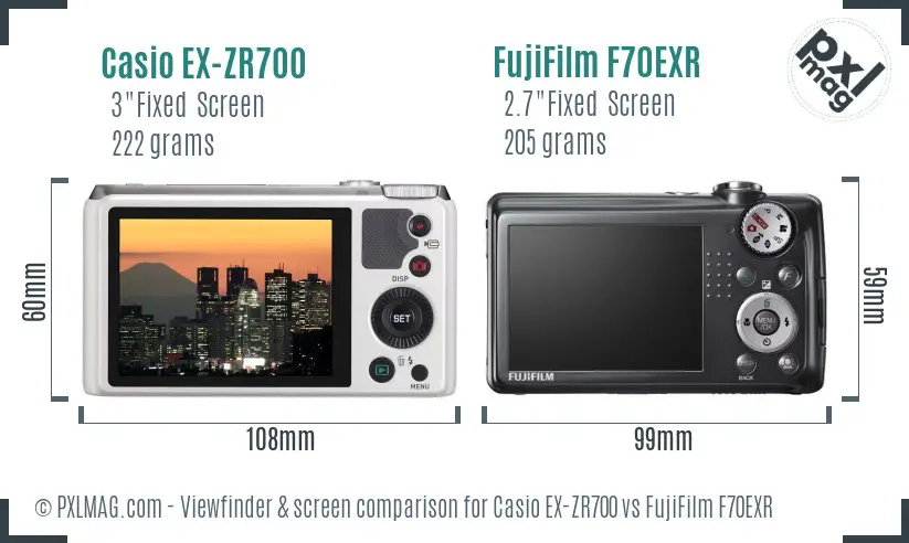 Casio EX-ZR700 vs FujiFilm F70EXR Screen and Viewfinder comparison Casio EX-ZR700 vs FujiFilm F70EXR Screen and Viewfinder comparison