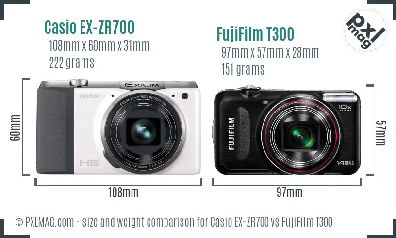 Casio EX-ZR700 vs FujiFilm T300 size comparison Casio EX-ZR700 vs FujiFilm T300 size comparison