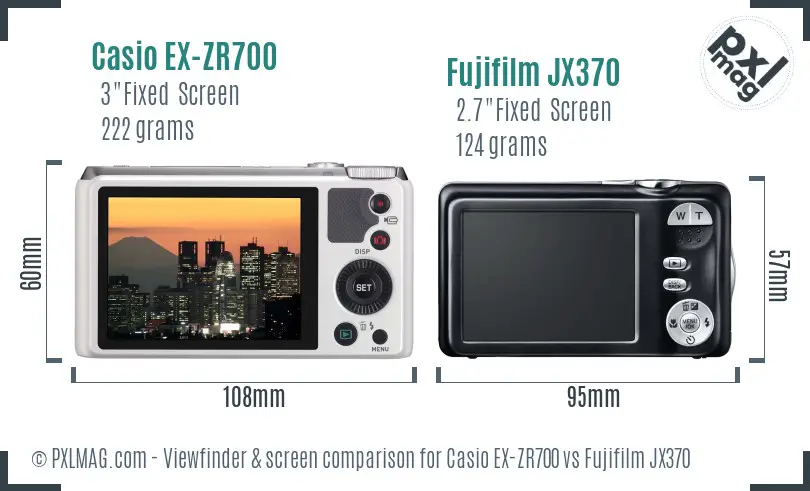 Casio EX-ZR700 vs Fujifilm JX370 Screen and Viewfinder comparison