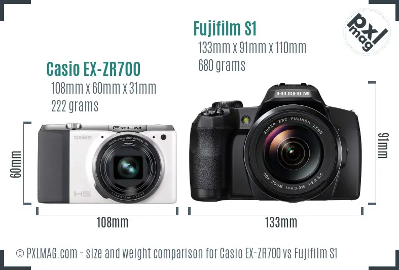 Casio EX-ZR700 vs Fujifilm S1 size comparison