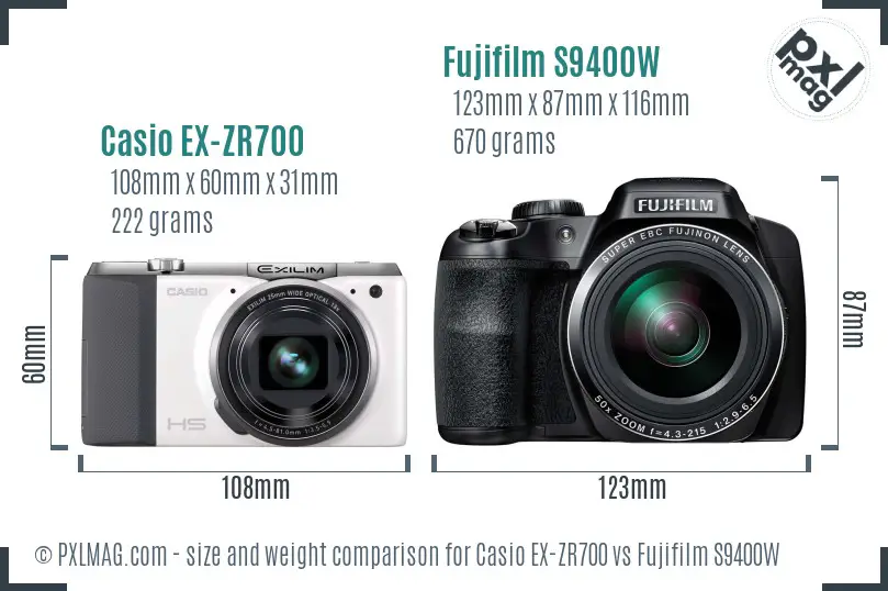 Casio EX-ZR700 vs Fujifilm S9400W size comparison