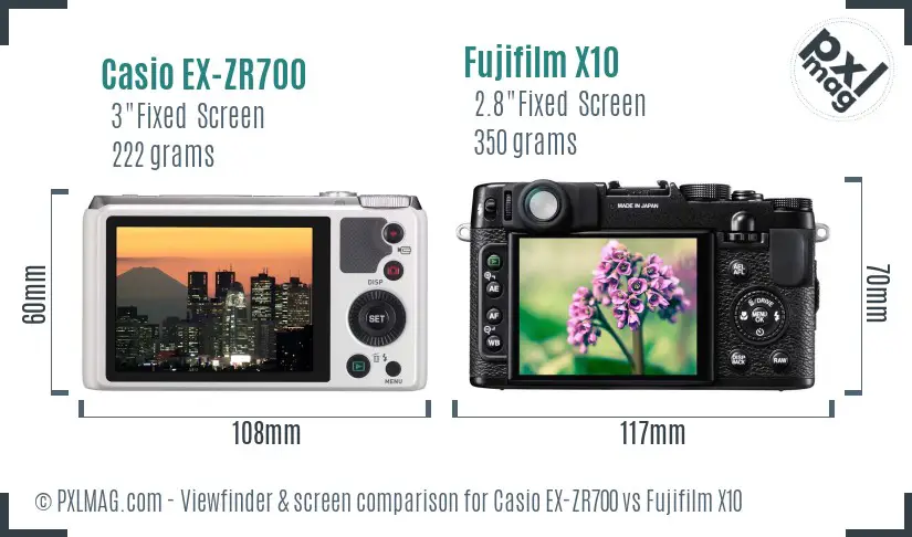 Casio EX-ZR700 vs Fujifilm X10 Screen and Viewfinder comparison Casio EX-ZR700 vs Fujifilm X10 Screen and Viewfinder comparison
