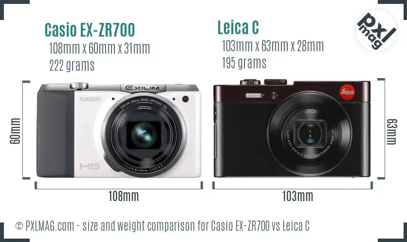 Casio EX-ZR700 vs Leica C size comparison Casio EX-ZR700 vs Leica C size comparison