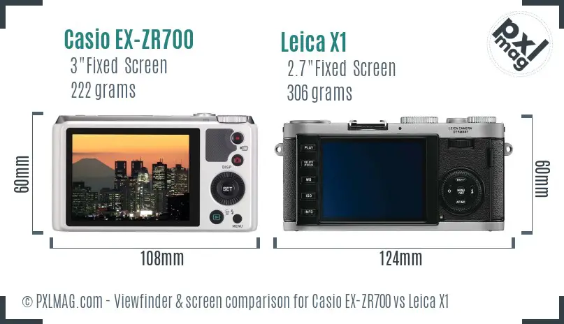 Casio EX-ZR700 vs Leica X1 Screen and Viewfinder comparison