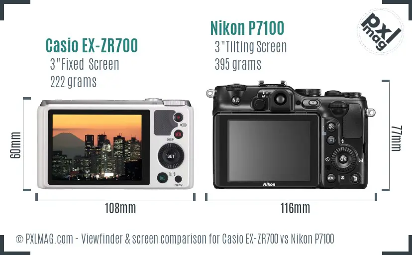 Casio EX-ZR700 vs Nikon P7100 Screen and Viewfinder comparison Casio EX-ZR700 vs Nikon P7100 Screen and Viewfinder comparison