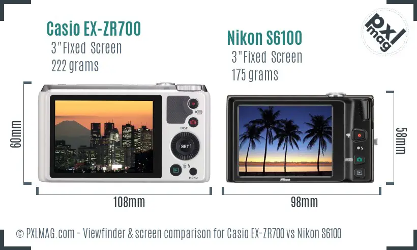Casio EX-ZR700 vs Nikon S6100 Screen and Viewfinder comparison Casio EX-ZR700 vs Nikon S6100 Screen and Viewfinder comparison