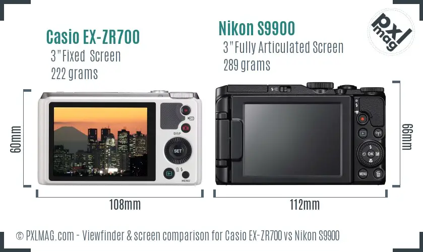 Casio EX-ZR700 vs Nikon S9900 Screen and Viewfinder comparison Casio EX-ZR700 vs Nikon S9900 Screen and Viewfinder comparison