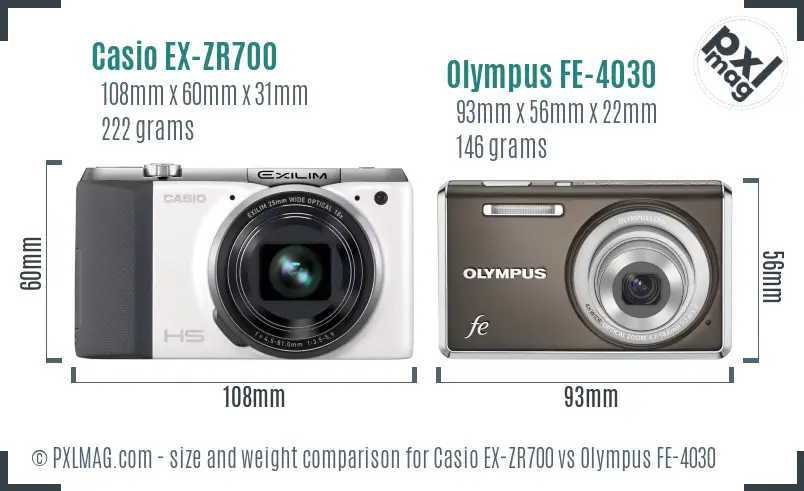 Casio EX-ZR700 vs Olympus FE-4030 size comparison