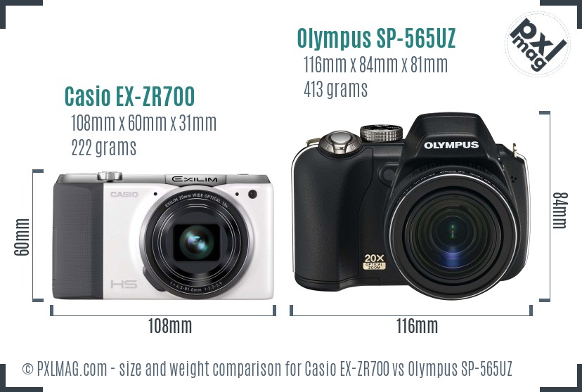 Casio EX-ZR700 vs Olympus SP-565UZ size comparison