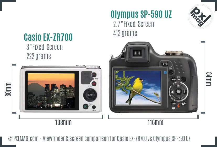 Casio EX-ZR700 vs Olympus SP-590 UZ Screen and Viewfinder comparison Casio EX-ZR700 vs Olympus SP-590 UZ Screen and Viewfinder comparison