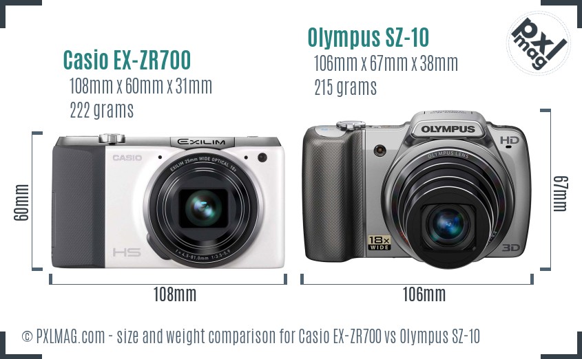 Casio EX-ZR700 vs Olympus SZ-10 size comparison Casio EX-ZR700 vs Olympus SZ-10 size comparison