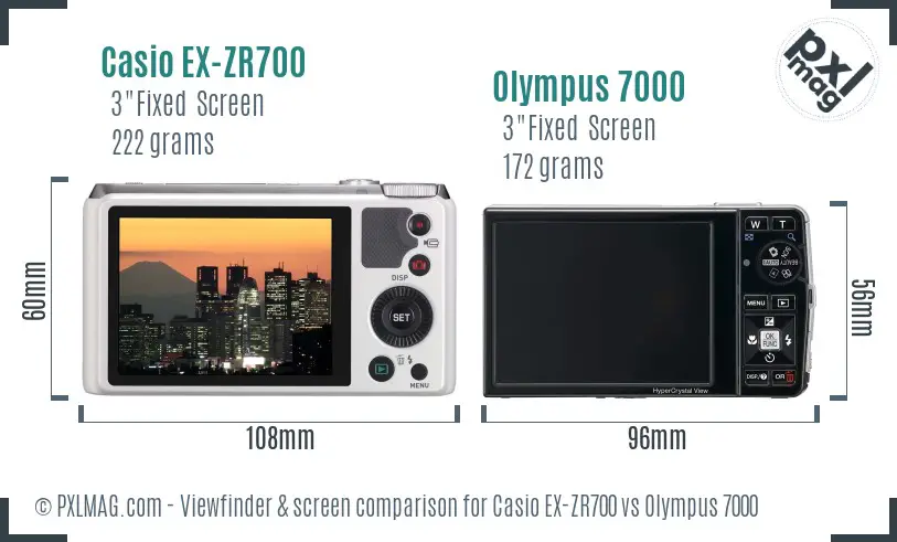 Casio EX-ZR700 vs Olympus 7000 Screen and Viewfinder comparison Casio EX-ZR700 vs Olympus 7000 Screen and Viewfinder comparison