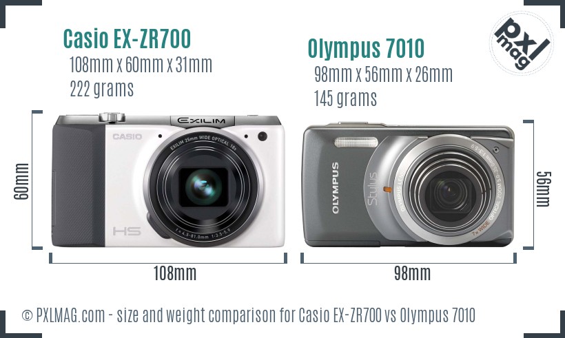 Casio EX-ZR700 vs Olympus 7010 size comparison Casio EX-ZR700 vs Olympus 7010 size comparison