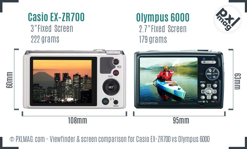 Casio EX-ZR700 vs Olympus 6000 Screen and Viewfinder comparison