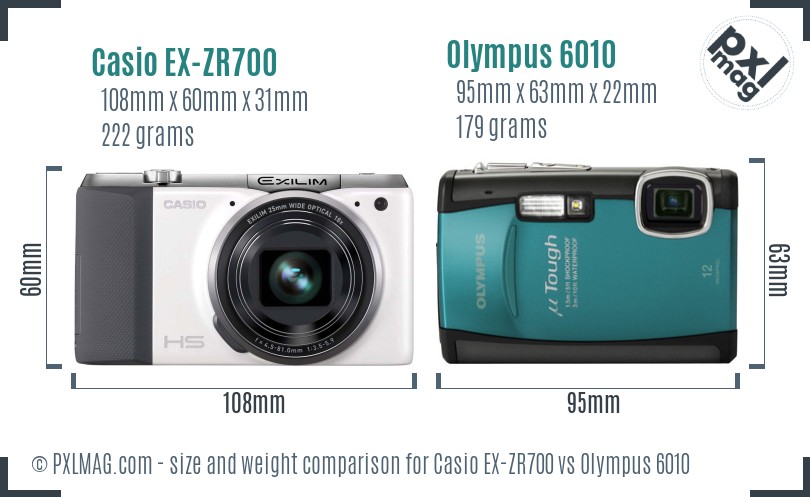 Casio EX-ZR700 vs Olympus 6010 size comparison Casio EX-ZR700 vs Olympus 6010 size comparison