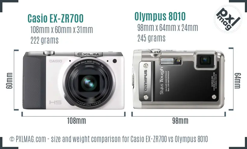 Casio EX-ZR700 vs Olympus 8010 size comparison Casio EX-ZR700 vs Olympus 8010 size comparison