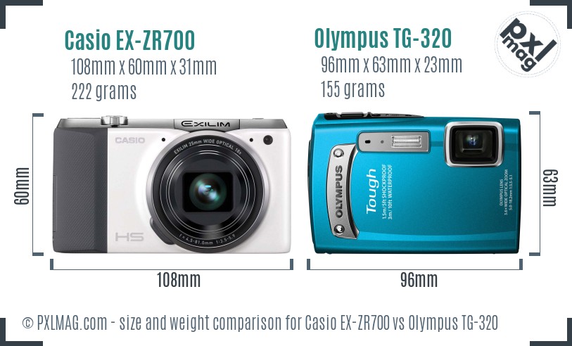 Casio EX-ZR700 vs Olympus TG-320 size comparison
