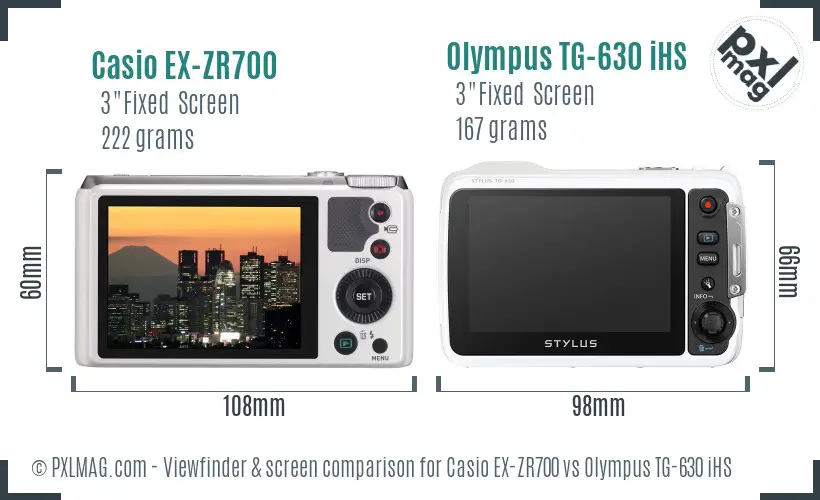 Casio EX-ZR700 vs Olympus TG-630 iHS Screen and Viewfinder comparison