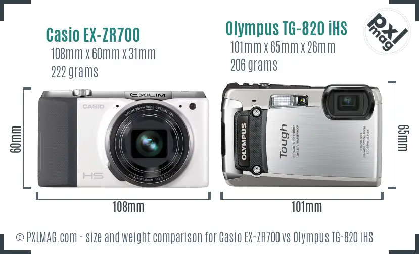 Casio EX-ZR700 vs Olympus TG-820 iHS size comparison